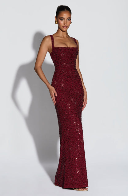 Sexy Strap off-Neck Slim-Fit Shiny Dress