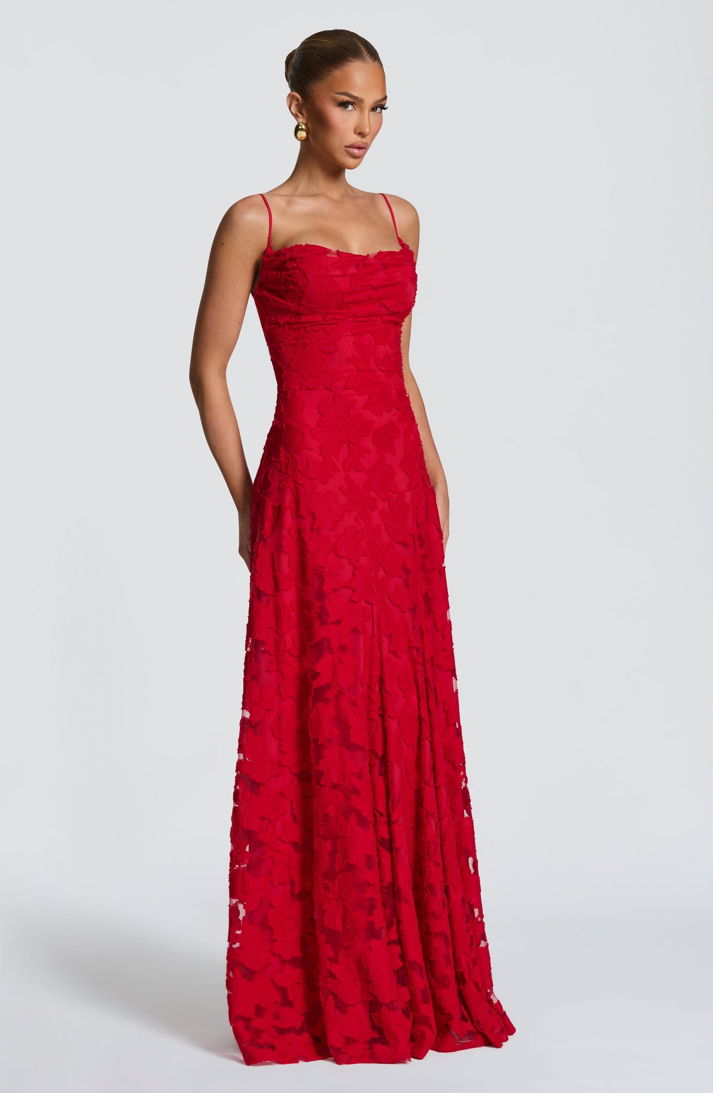 Spaghetti Strap Backless Lace Up Formal Gown