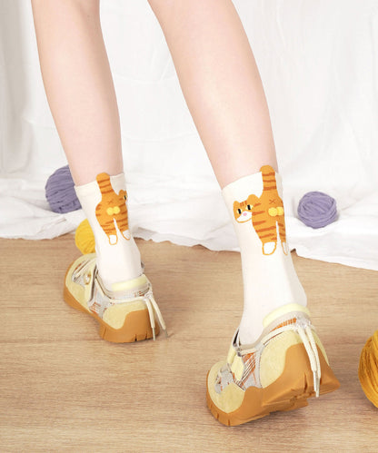 New Cute Creative Cartoon Jacquard Mid Calf Socks