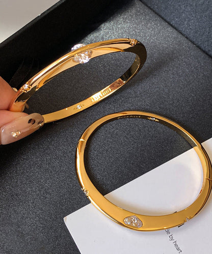 Chic Golden Zircon Rotatable Tungsten Steel Bangle