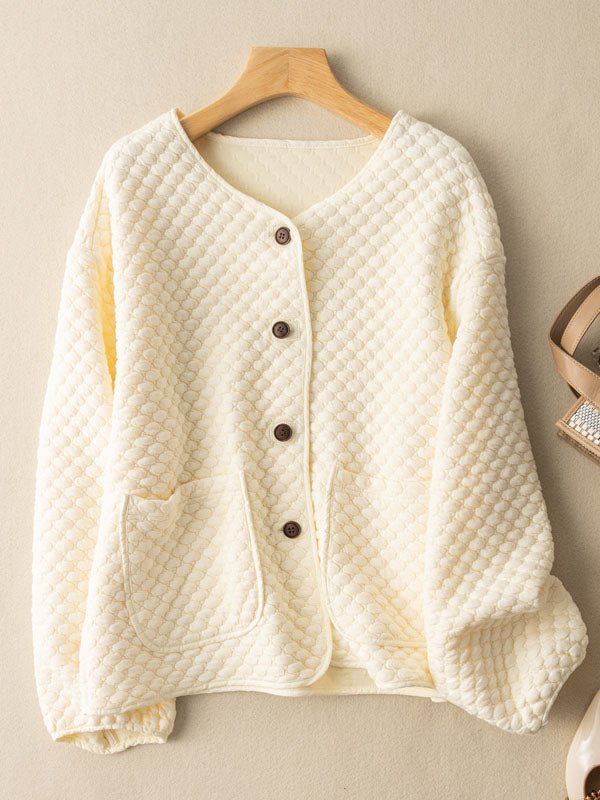 100% Natural Fabric Long Sleeve Buttoned Casual Coat