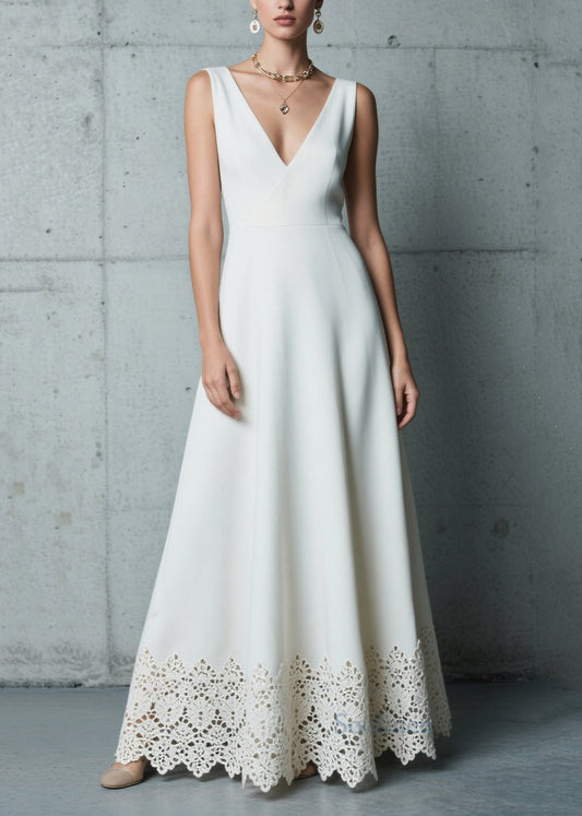 Fitted White Hollow Out Patchwork Draping Chiffon Vestidos Dresses Summer