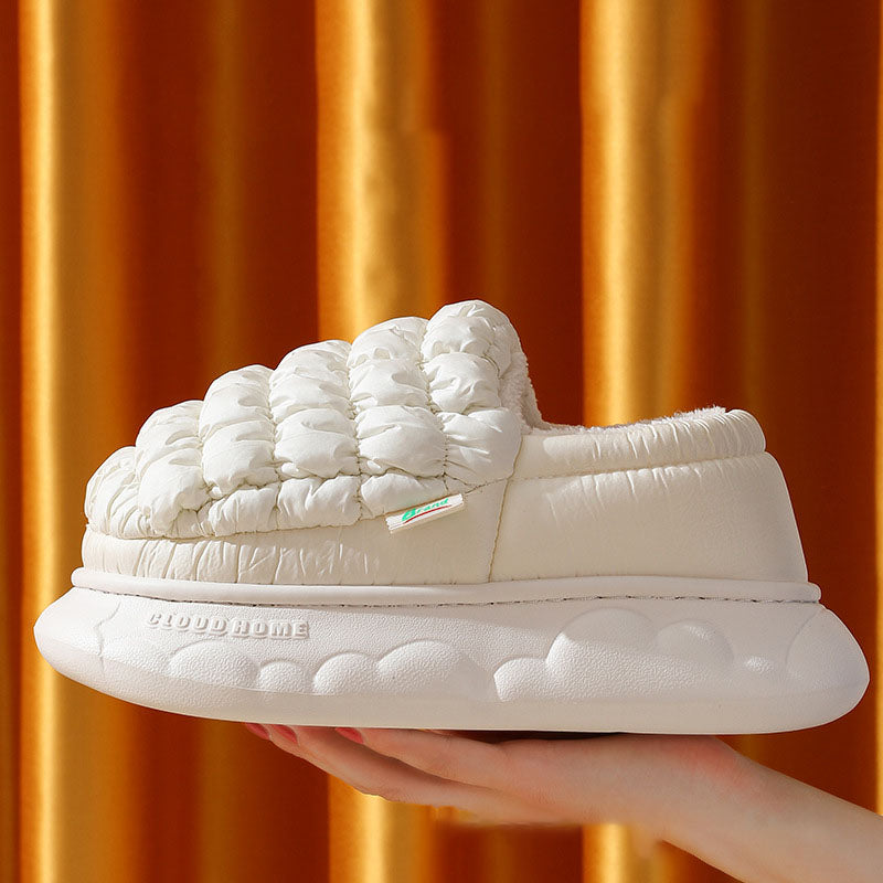 Winter Women Grid Household Warm Cotton Shoes