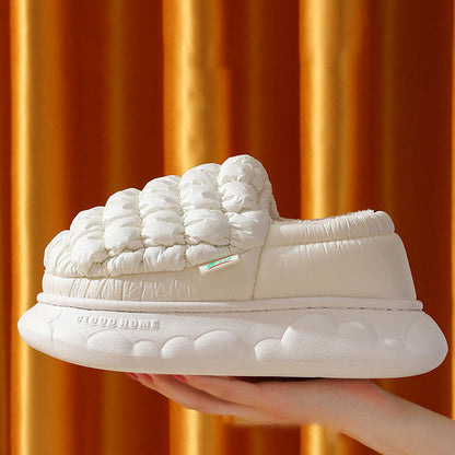 Winter Women Grid Household Warm Cotton Shoes