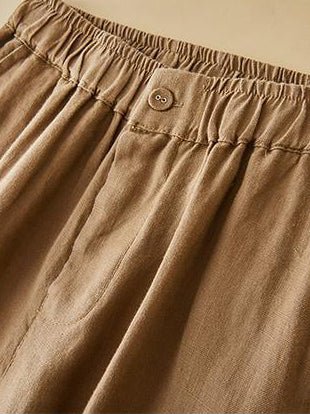 100% Linen Solid Color Versatile Art Casual Pants
