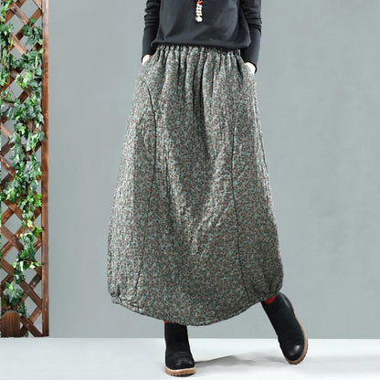Vintage Thick Printed Quilted Skirt