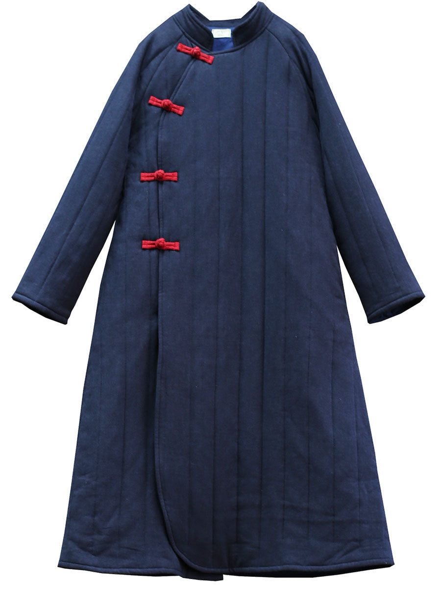Women Winter Artsy Frog Thick Solid Padded Coat