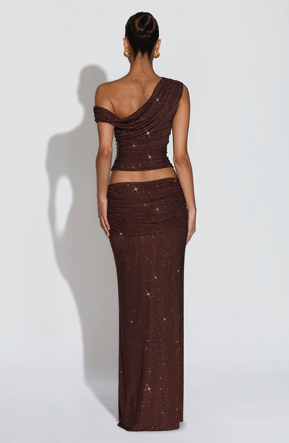 Sexy Beveled Rhinestone Solid Color Suit Skirt