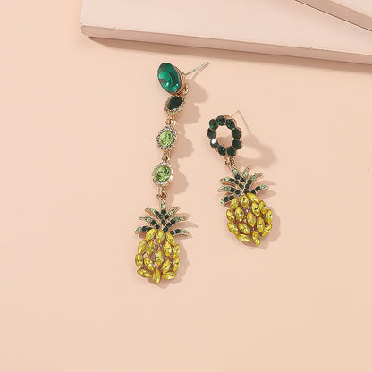 Fashion Statement Pineapple Asymmetric Earrings