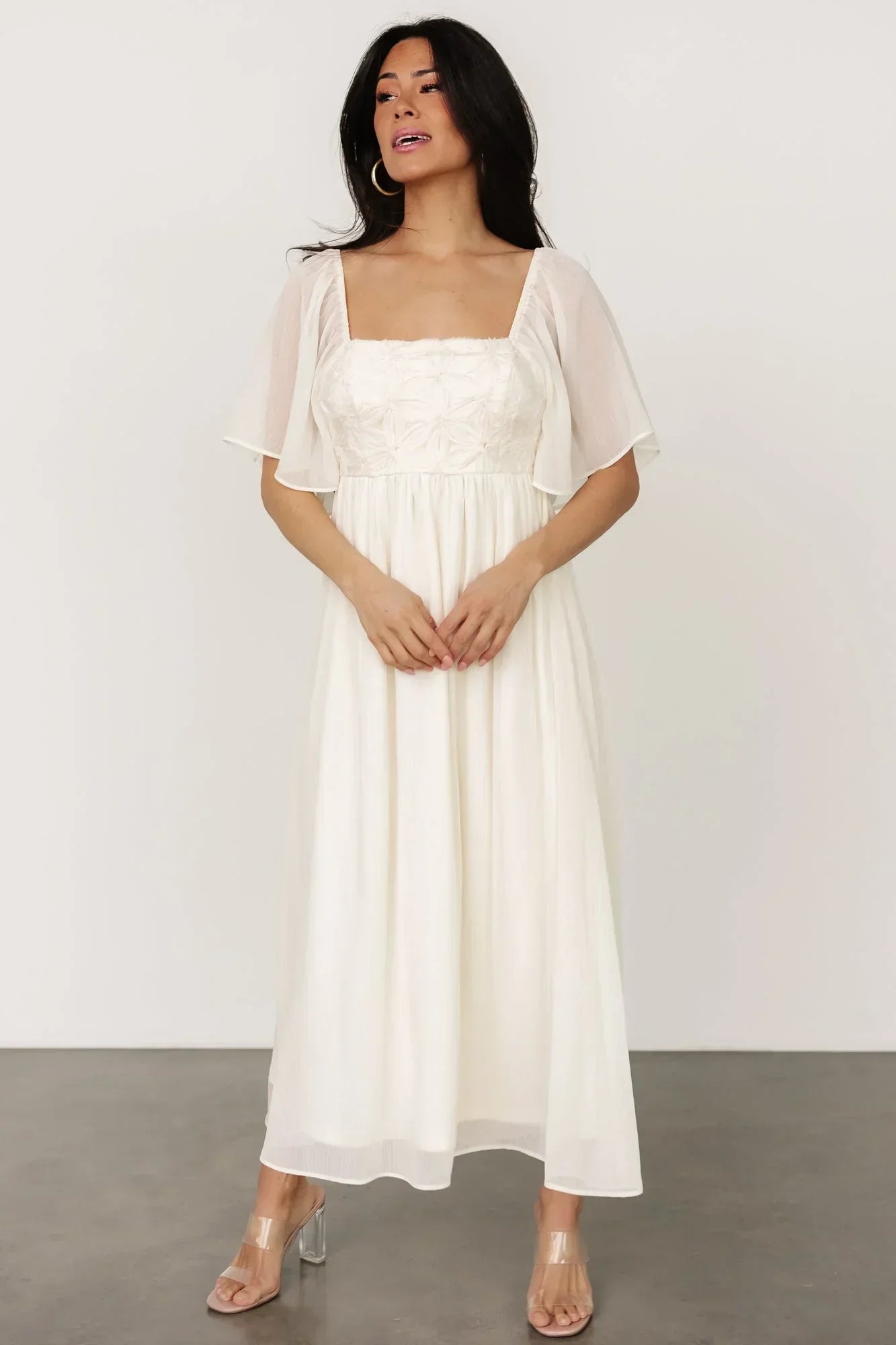 Lilith Applique Midi Dress | Cream