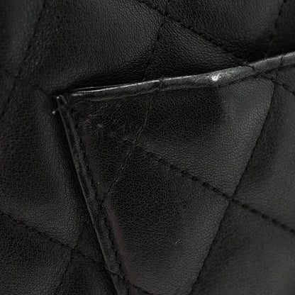 Calfskin Quilted Large Cambon Messenger Black White