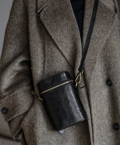 Handmade Coffee Solid Durable Calf Leather Phone Pouch