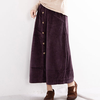 Retro Mid-Length Corduroy Skirt
