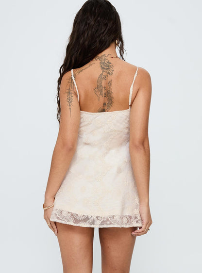 Immunitie Broiderie Mini Dress Cream