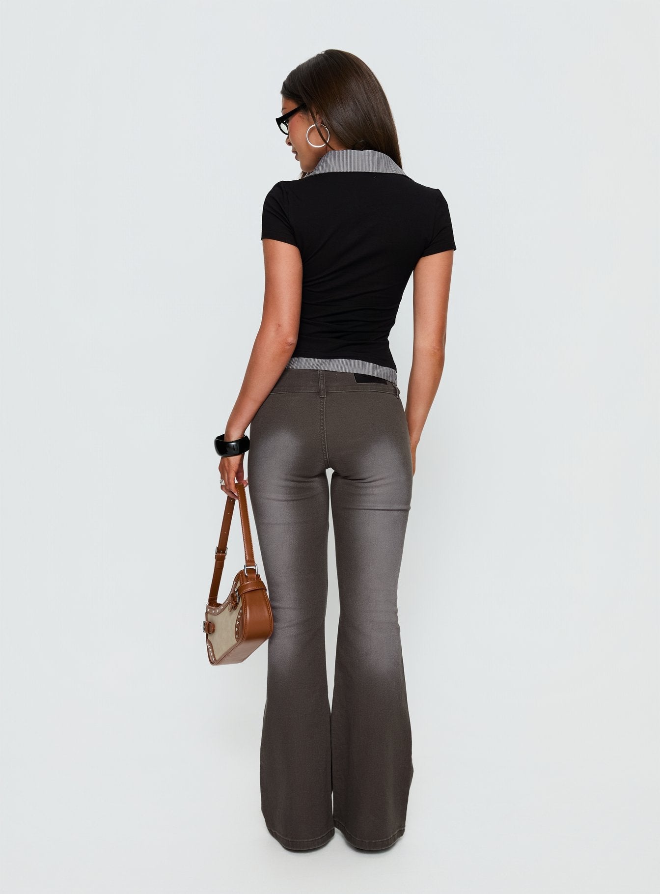 Romea Low Waist Bootleg Jeans Dark Grey