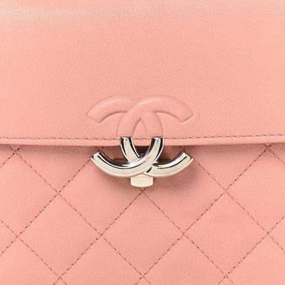 Goatskin Quilted Small CC Box Flap Pink