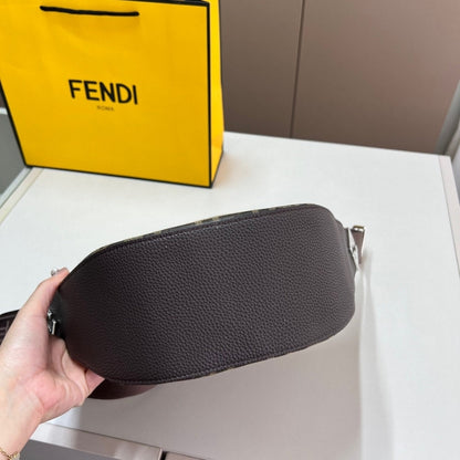 FENDI FF JACQUARD MELON SMALL BROWN 24CM 7VA635ASIQF19KW
