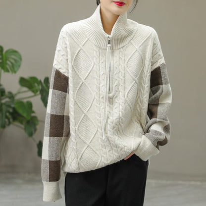 Winter Casual Color Matching Zipper Sweater