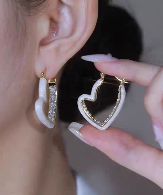 Oversize Red Copper Overgild Zircon Drip Glaze Love Hoop Earrings