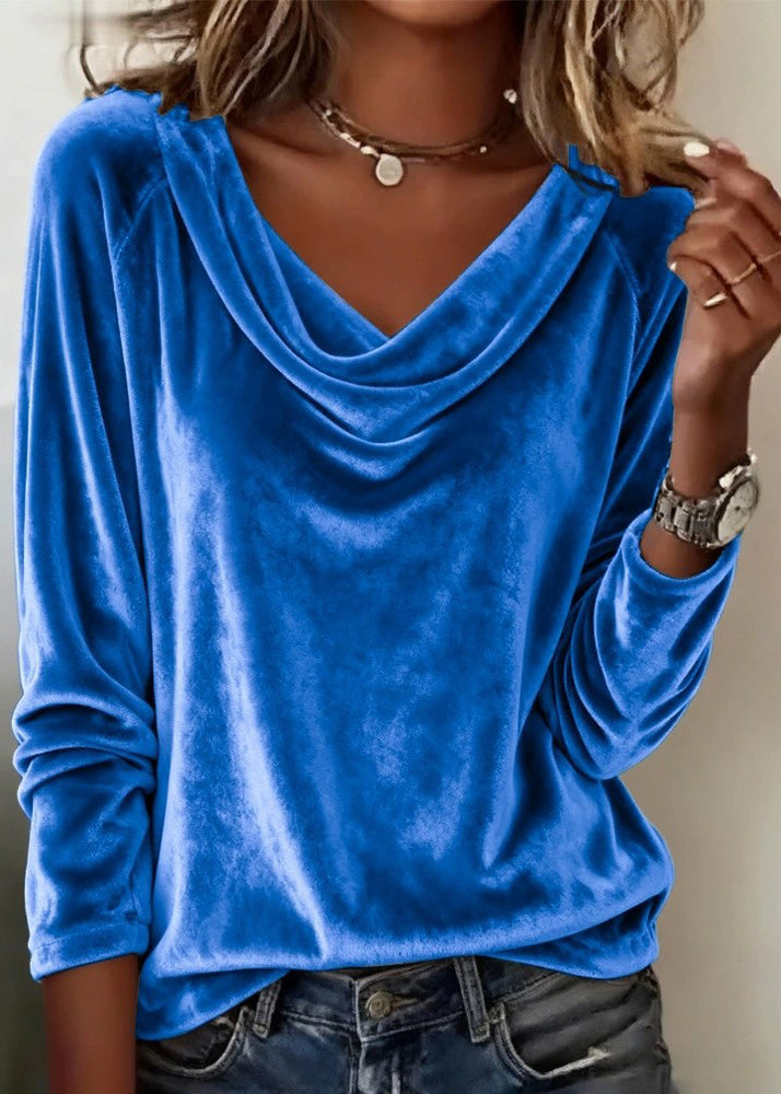 Natural Grey Pockets Solid Pullover O-Neck Spring