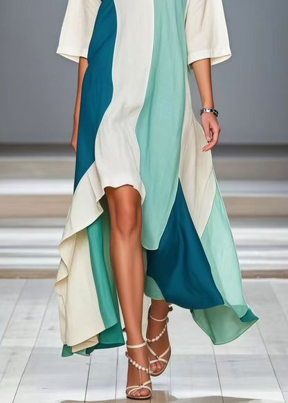 Art White Oversized Patchwork Cotton Dress Half Sleeve