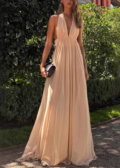 Boutique Apricot Backless Halter Dresses Summer
