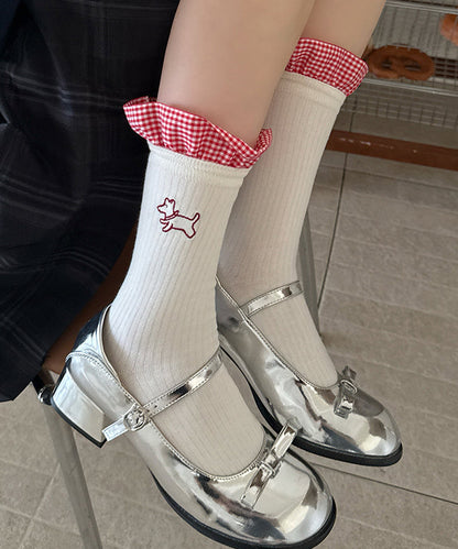 Japanese Style Ruffles Patchwork Cartoon Crew Socks