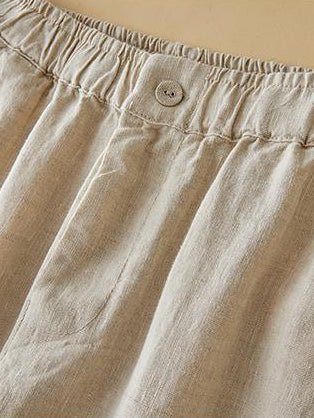 100% Linen Solid Color Versatile Art Casual Pants