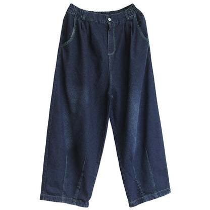Women Casual Autumn Solid Loose Jeans