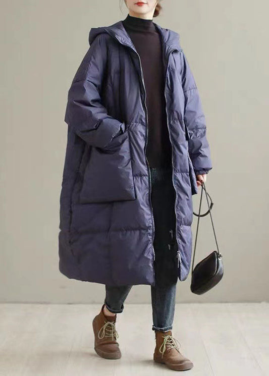 Plus Size Purple Hooded thick cotton blend Coats Winter