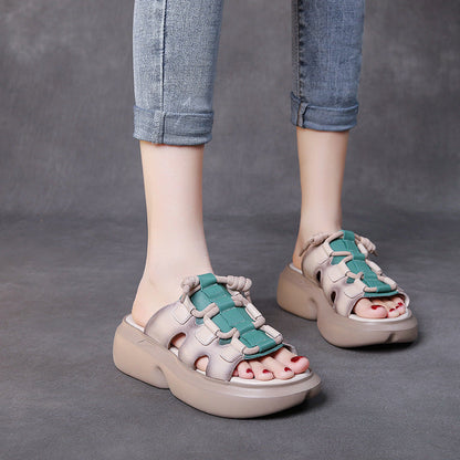 2022 Casual Retro Leather Wedge Slippers