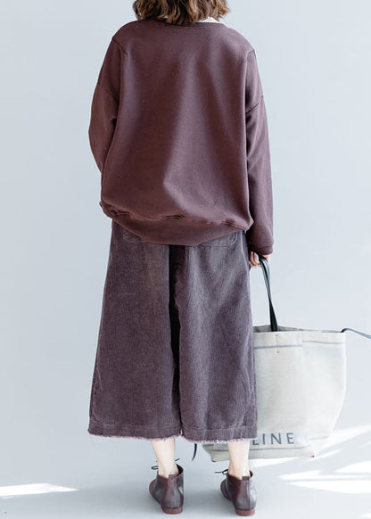 Elegant Purple Pockets Corduroy Casual Skirt