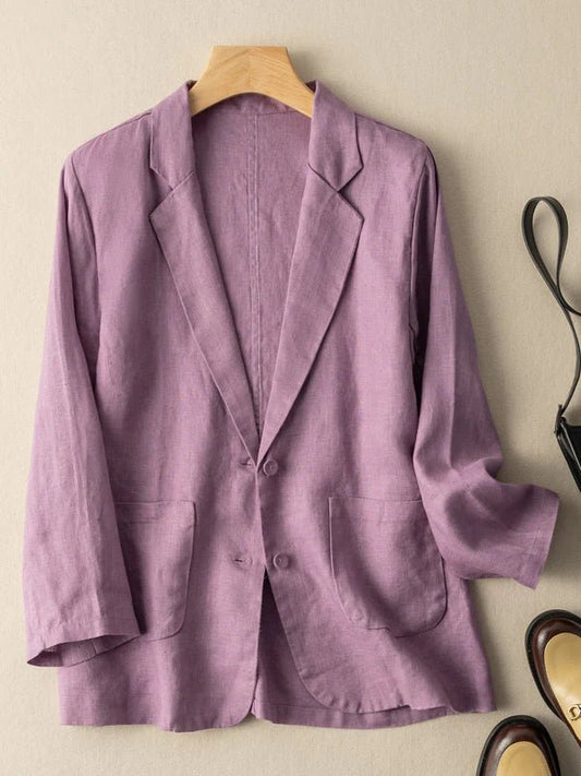 Casual Linen Long Sleeve Cropped Blazer