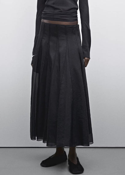 Casual Black High Waist Patchwork Draping Tulle A Line Skirts