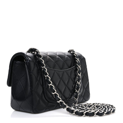 Lambskin Quilted Mini Rectangular Flap Black
