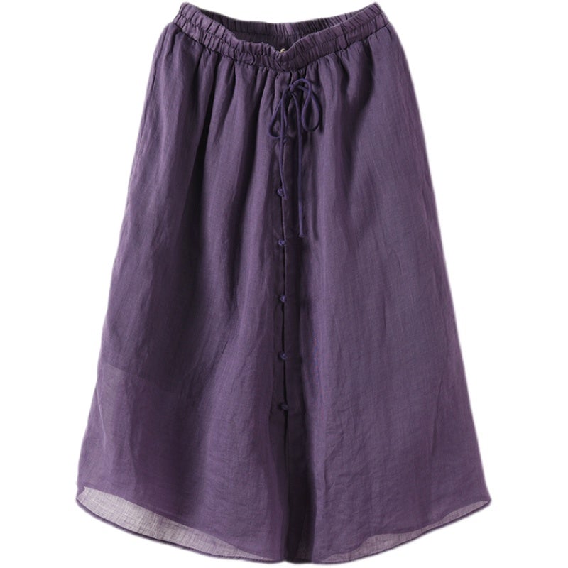 Cozy Linen Retro A-Line Casual Skirt
