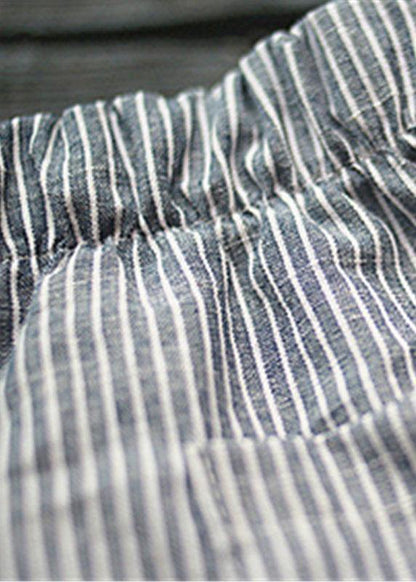 Casual Stripe Pocket Elastic Waist Women Harem Pants