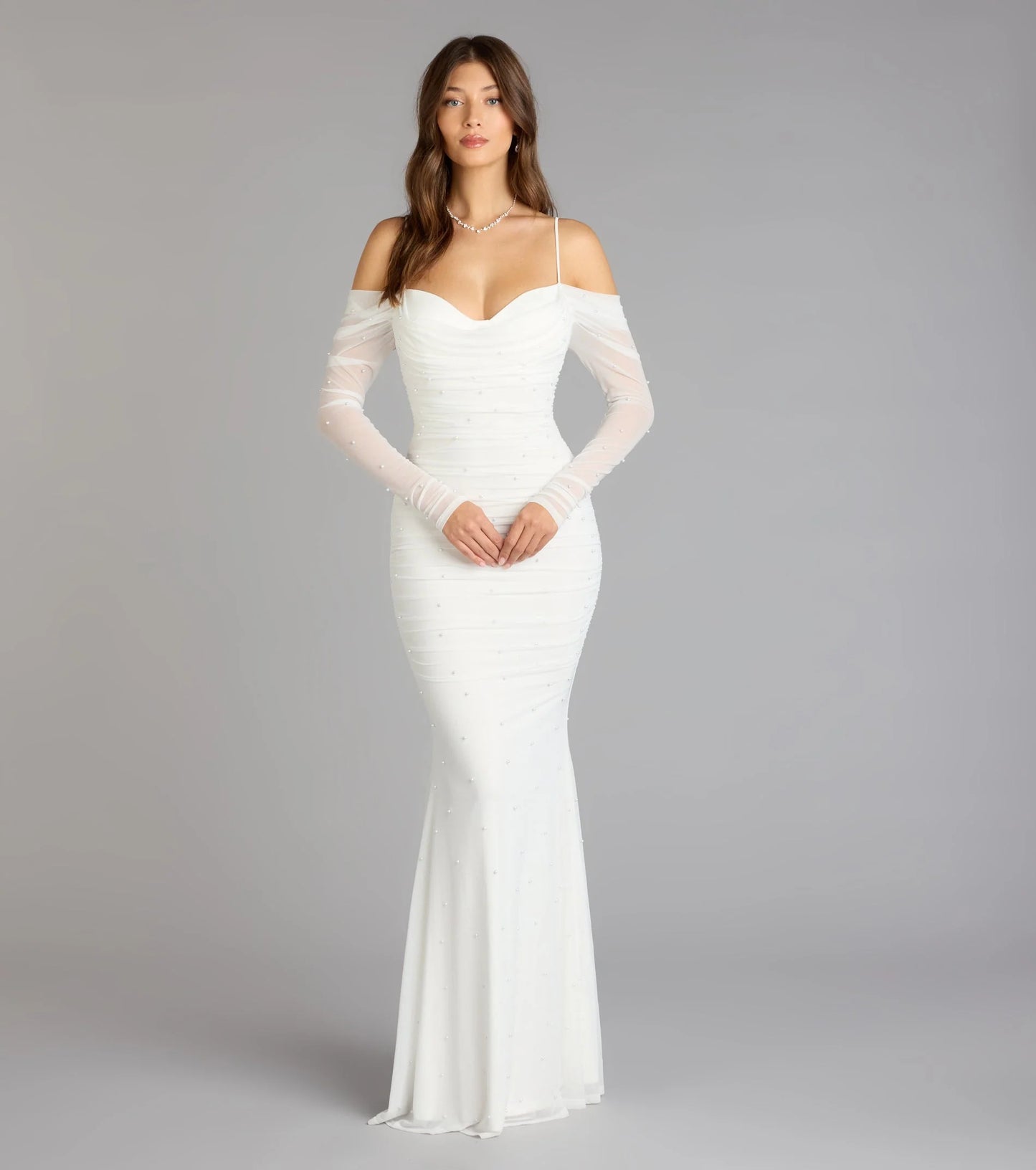 Lindsey Pearl Cold Shoulder Mermaid Formal Dress