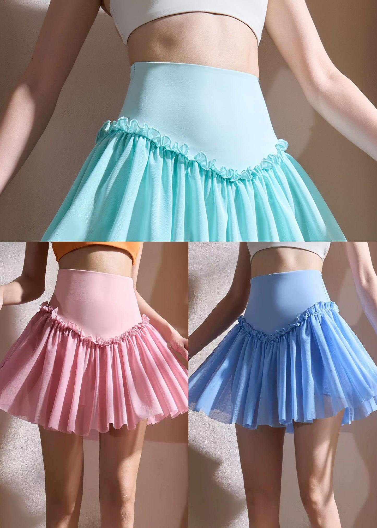Beautiful Pink High Waist Ruffled Sports Skirts Summer