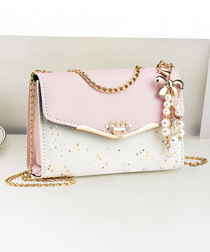 Stylish Beige Faux Leather Chain Linked Flap Bag