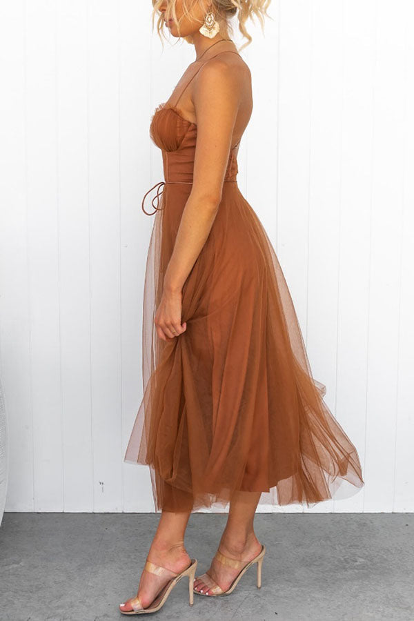 Pink Modern-day Princess Chiffon Suspenders Party Maxi Dress