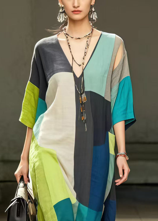 Vintage Oversized Patchwork Applique Cotton Holiday Dress Summer