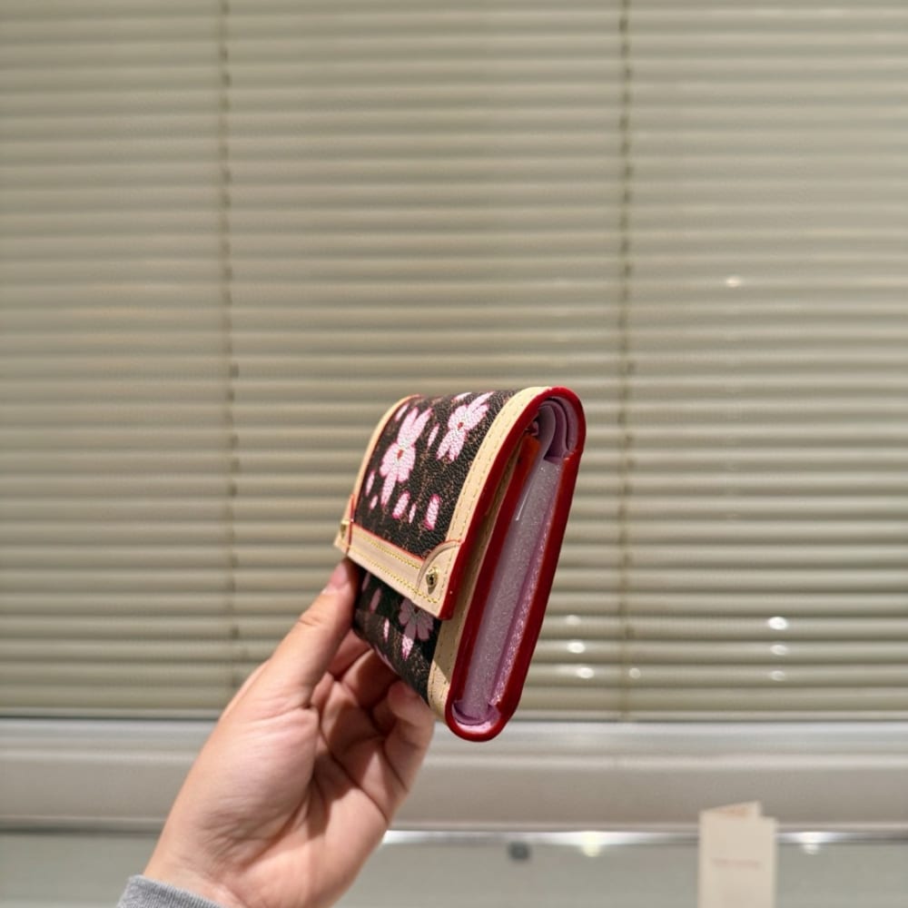 LOUIS VUITTON X TAKASHI MURAKAMI VICTORINE WALLET SAKURA BROWN 11CM M13427