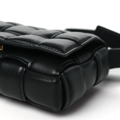 Nappa Maxi Intreccio Small Padded Cassette Crossbody Bag Black