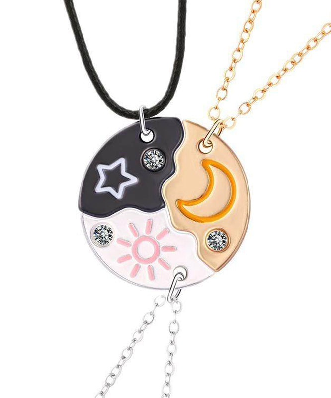Novelty Alloy Star Moon Sun Three-Piece Set Pendant Necklace