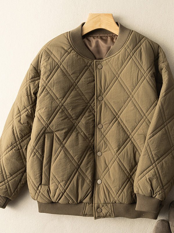 Women's Autumn And Winter Literature Retro Rhombic 100% Polyester Coat