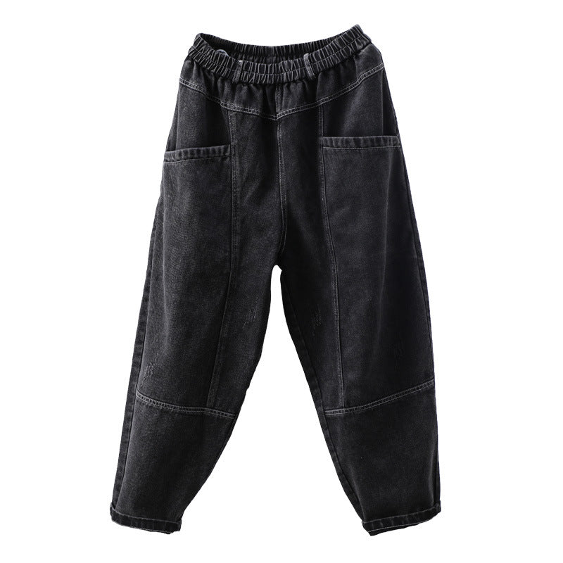 Summer Women Retro Loose Cotton Jeans