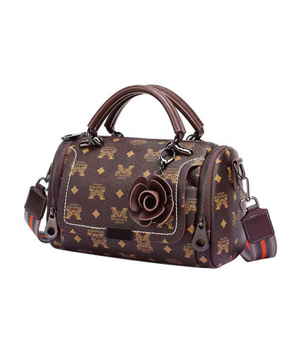 New Coffee Print Versatile Calf Leather Tote Bag
