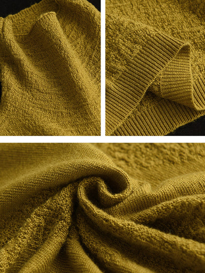 Women Vintage Jacquard Turtleneck Loose Sweater