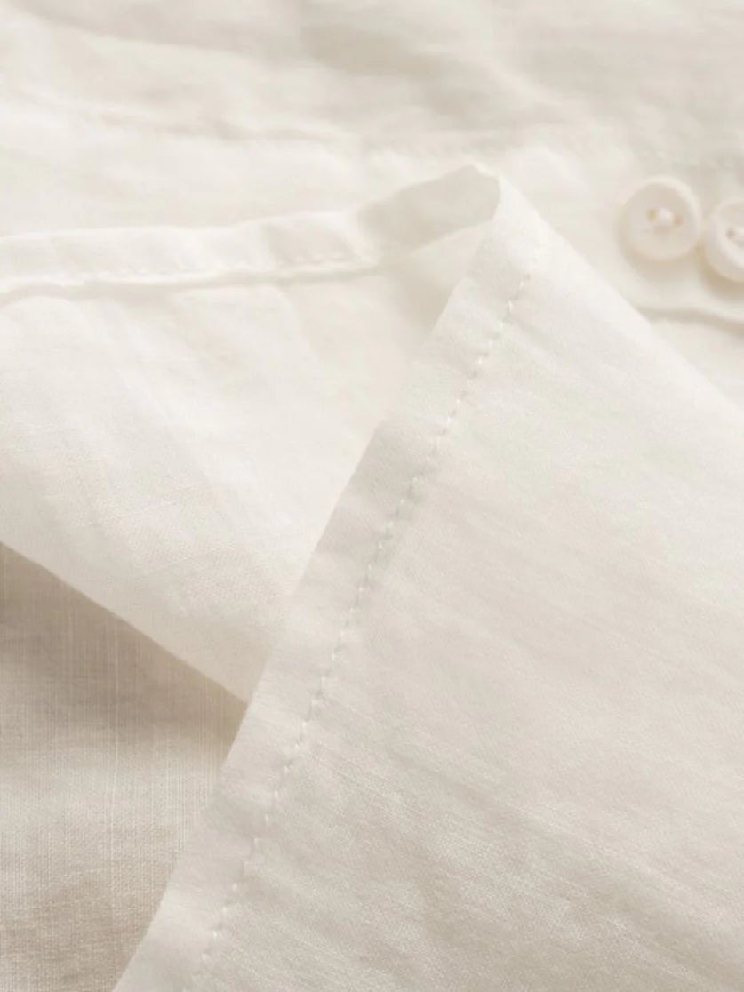 Embroidered 3/4 Sleeve Casual Linen Shirt Top